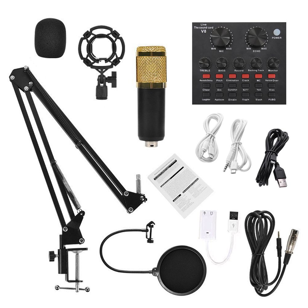 Microfono professionale a capacità di ancoraggio con connessione wireless Bluetooth per PC Karaoke Live Streaming Studio Recording_voghion.com