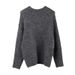 Luxurious Alpaca Wool Sweater - Ultra Soft & Cozy Oversized Knit Pullover For Women, Elegant Round Neck Long Sleeve Casual Top_voghion.com