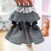 Pet Circle Dog Clothing Cat Clothes Bowknot Lace Collar Edge Black And White Plaid Princess Heart Pearl Dress_voghion.com