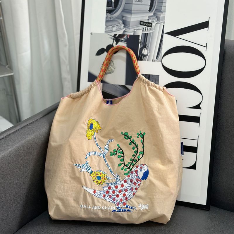 Unisex bestickte Einkaufstasche Nischen-Nylon-Handtasche grüne Tasche neu_voghion.com