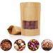 50PCS Kraft Paper Bags Zip Lock Brown With Window Stand Up Resealable Grip Ziplock Pouches Tea Coffee Bean Candy Packaging Food_voghion.com
