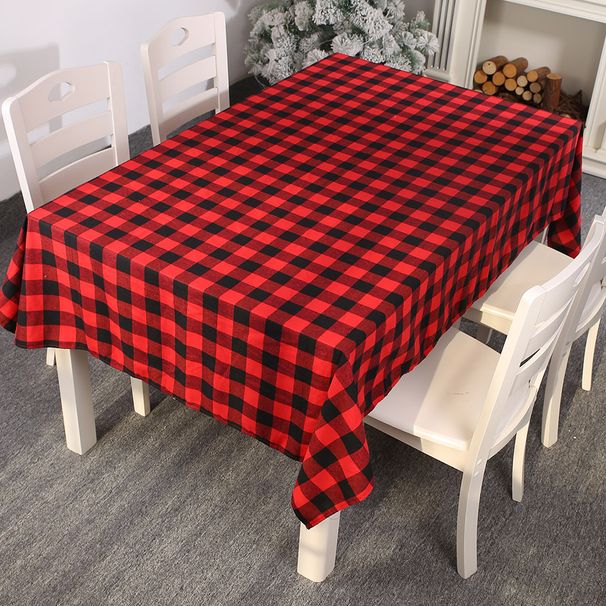 Haube New Christmas Decorations Red and Black Plaid Tablecloth Home Atmosphere Layout Table Mat Dining Table Mat_voghion.com