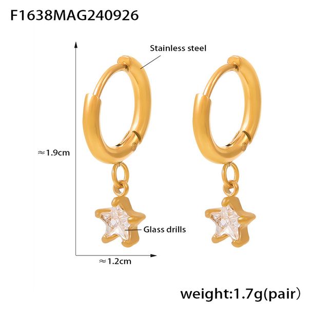Orecchini con pietra di vetro a forma di stella, orecchini femminili delicati, orecchini, nicchia, lusso leggero, temperamento di alta gamma, combinazione di orecchini_voghion.com