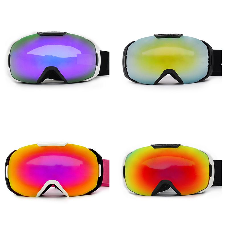 Soft half frame with interchangeable lenses, lightweight anti fog large spherical ski goggles_voghion.com