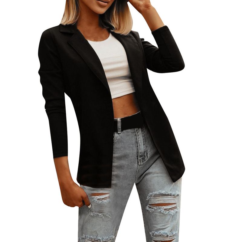 Women's casual commuting solid color women's suit_voghion.com