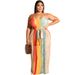 19258 New Women's Stripe Loose Fit with Belt and Strap Plus size Dresses Summer_voghion.com
