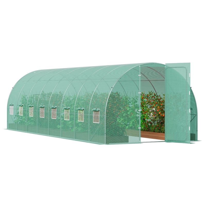 VEVOR Walk-in Tunnel Greenhouse 27.38x9.5x7.38ft Galvanized Frame PE Cover Green_voghion.com
