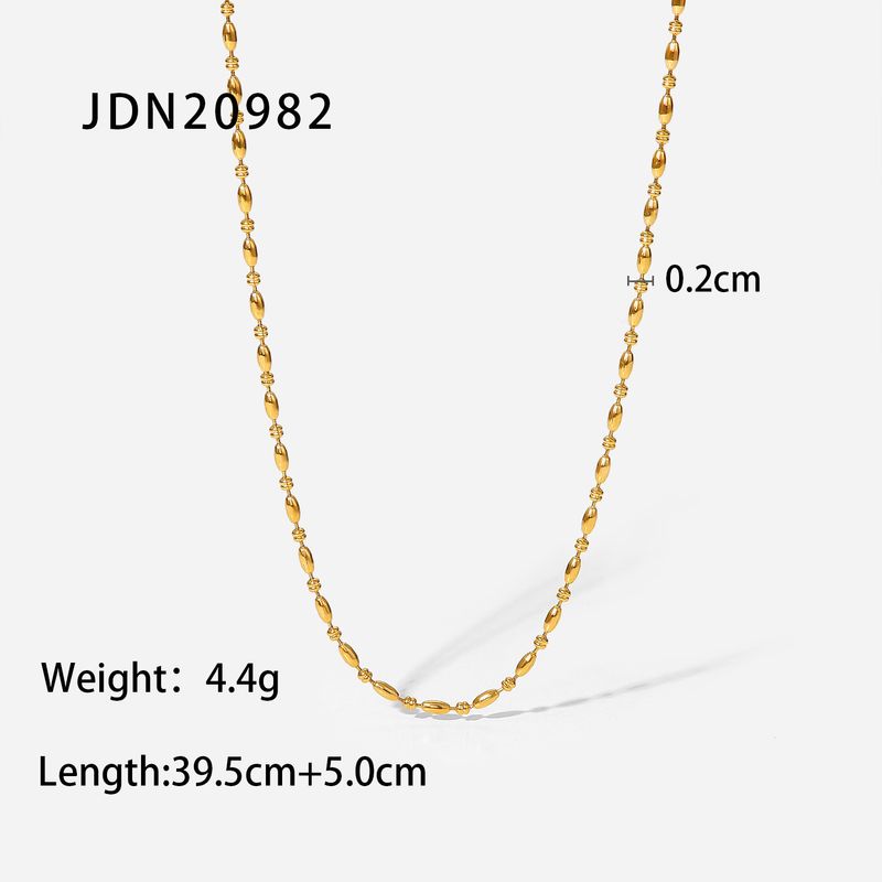 Collier à chaîne de perles ovales plaqué or à la mode et minimaliste en acier inoxydable de style INS pour femme personnalisé_voghion.com