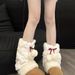 Cute wool ball sock autumn winter y2k plush thick leg covers ins warm and slimming mid tube socks_voghion.com