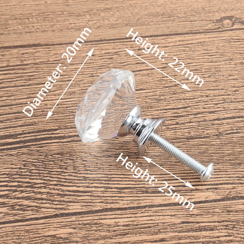 1/10pcs 20-40mm Gold Silver Base Diamond Shape Crystal Glass Knobs Clear Cupboard Pulls Drawer Knobs Kitchen Cabinet Handles_voghion.com