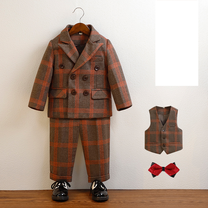 Ropa para niños Conjunto de traje y vestido para niños Ropa de actuación para niños nueva Ropa de actuación británica para niños Vestido de cumpleaños para bebé de un año_voghion.com