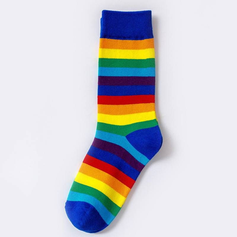 2 Paar gestreifte Socken mit Regenbogen-Gay-Pride-Motiv, LGBT-Neuheit, lässige Sport-Socken für Männer und Frauen_voghion.com