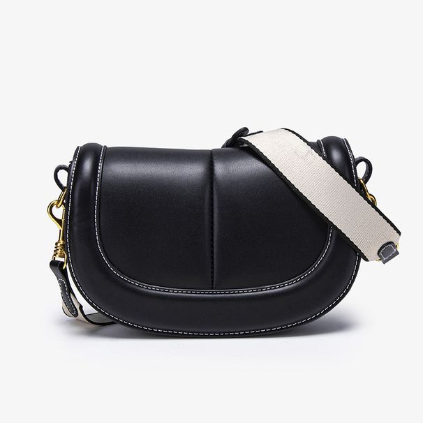 Borsa a tracolla con patta, fibbia magnetica e cuciture decorative, modello Saddle, da donna, modello 2025, spagnola_voghion.com