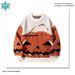 Halloween-Kürbispullover – Verspielter Jack-O'-Lantern-Jacquardpullover für Teenager und junge Erwachsene (S-XL, Creme)_voghion.com