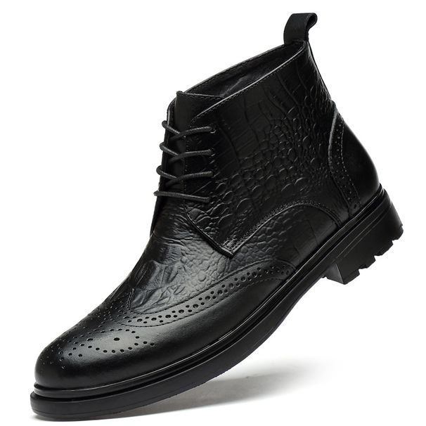 Martin Boots Men's Short Boots High Top Leather Shoes Men's Medium Top Chelsea Boots Men's Boots_voghion.com
