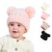 Cappello per bambini con doppia palla in filato acrilico twist in tinta unita per abbigliamento per bambini_voghion.com