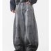 Men's Clothing Deconstructed Washed Scimitar Jeans For Men And Women With Slightly Flared Slimming Loose Casual Straight Wide Leg Trousers_voghion.com