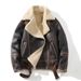 Men's Faux Shearling Fleece-Lined Winter Jacket – Relaxed Fit, Stand Collar (Dark Brown, M-5XL)_voghion.com