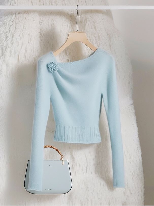 Ženska oblačila, elegantna in modna oblačila za delo in delo, moder pulover, jesenski nov slog, modni temperament, edinstven in eleganten vrh_voghion.com