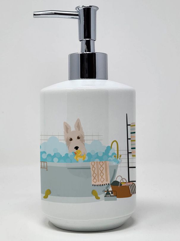 Wheaten Scottish Terrier Ceramic Soap Dispenser Hand Soap Dispenser Pump Bottles for Bathroom Kitchen, Empty Refillable Liquid Soap Container_voghion.com
