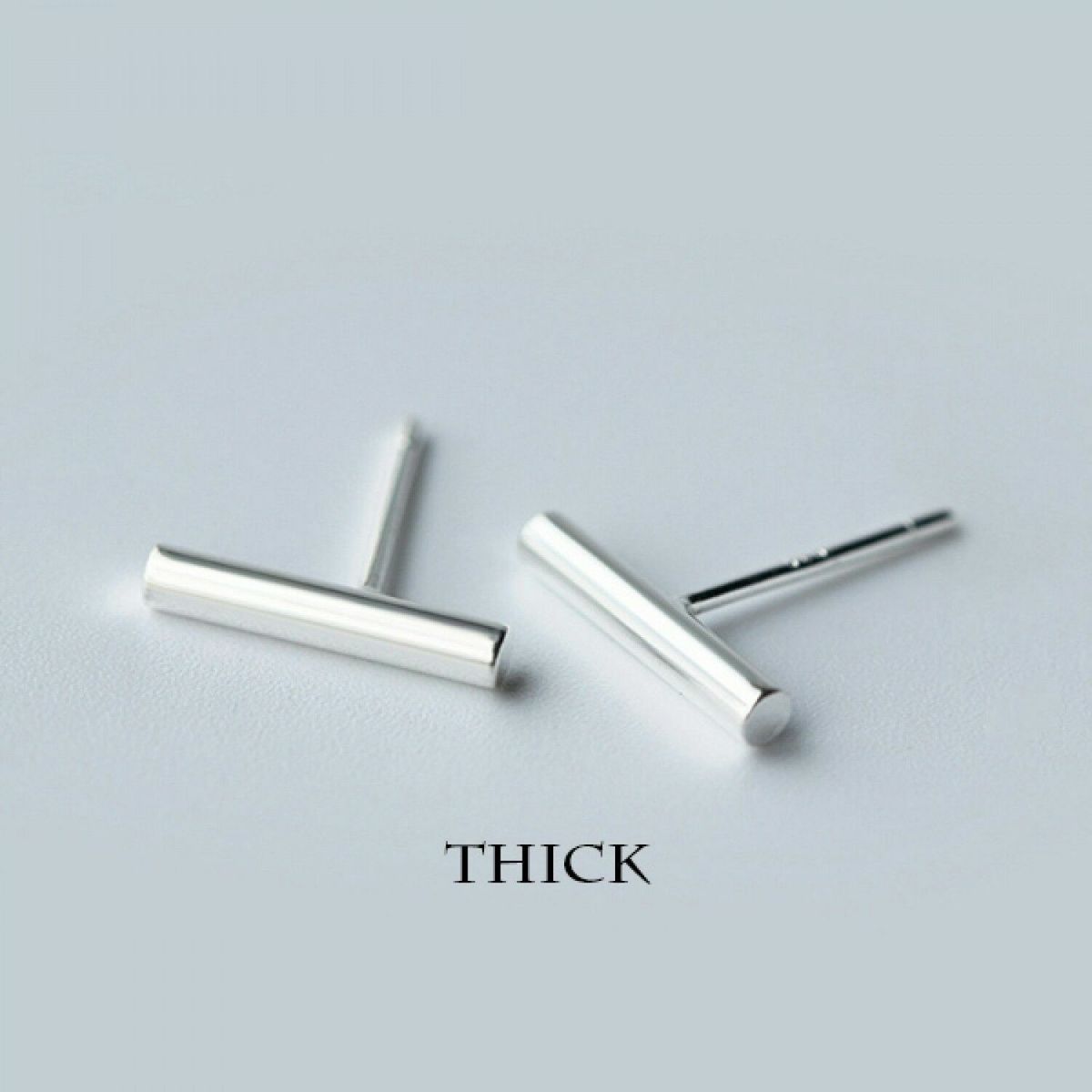 Orecchini a bottone con barra rotonda in argento sterling 925, orecchini minimalisti PE18_voghion.com