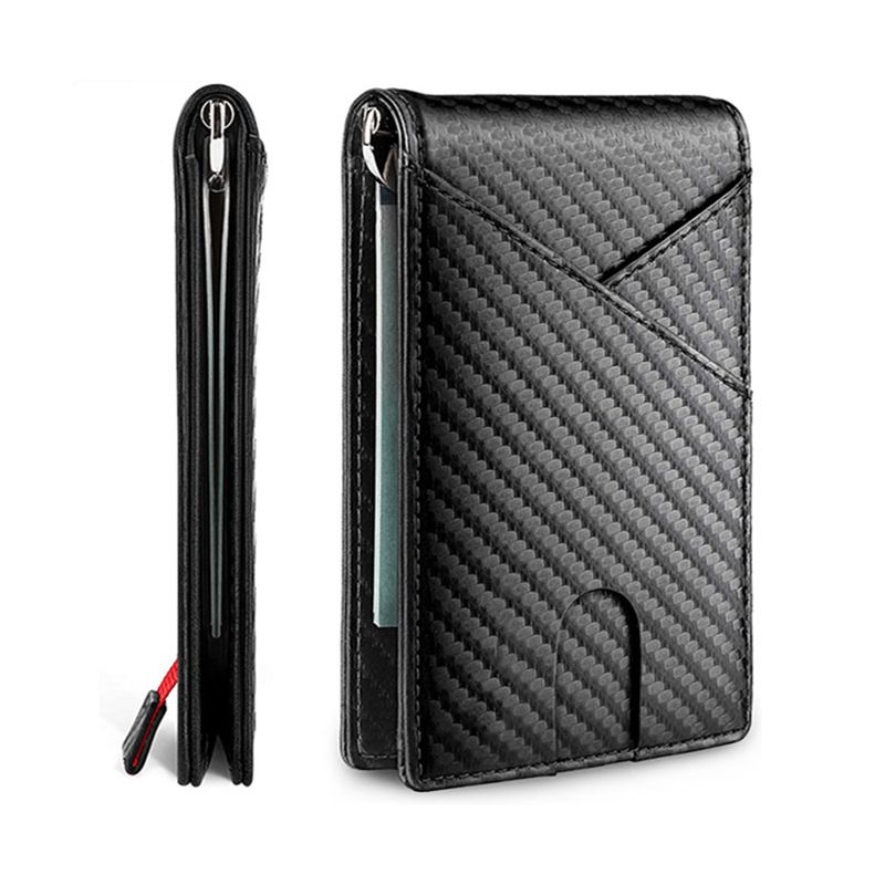 Koolstofvezel Rfid Slim Card Wallet Geldzak Herenportemonnee Bifold Billfold_voghion.com