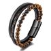 Men's Jewelry Stainless Steel Natural Tiger Eye Stone Bracelet Beads Hand Woven Agate Bracelet_voghion.com