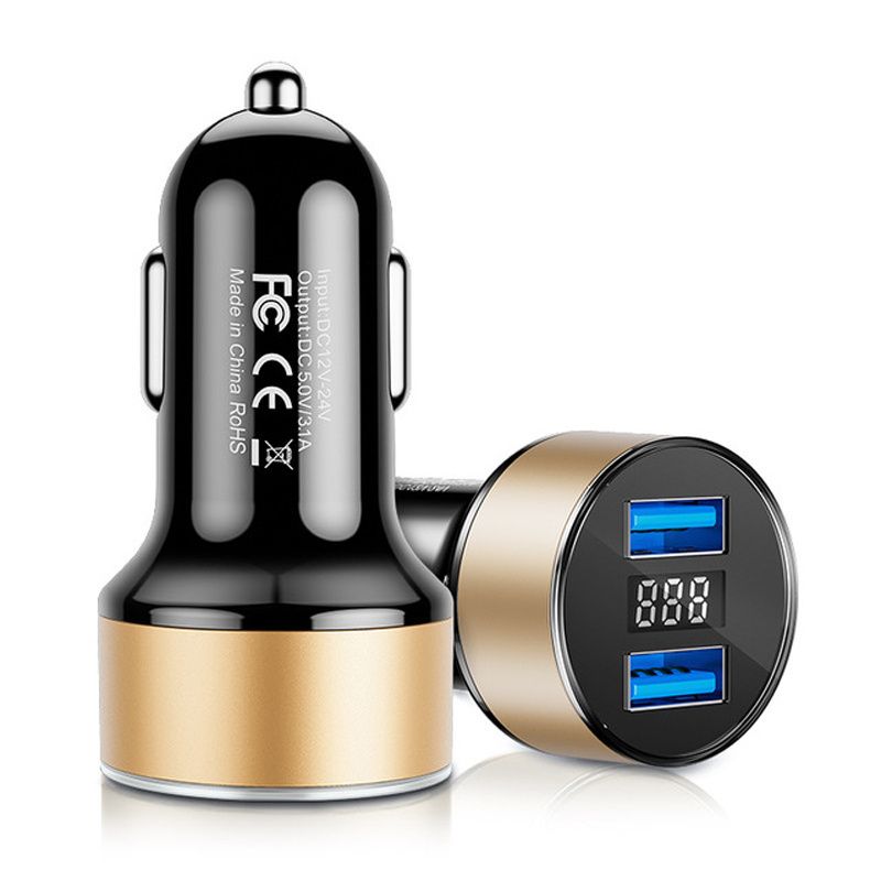 Charge Your Phone On The Go With Our Dual USB Smart Car Phone Charger With Digital Display_voghion.com