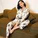 Pajama women's autumn and winter printed long sleeved home suit set can be worn outside_voghion.com