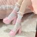 High Heels Shallow Single Shoes Round Head Bow Fairy Shoes_voghion.com