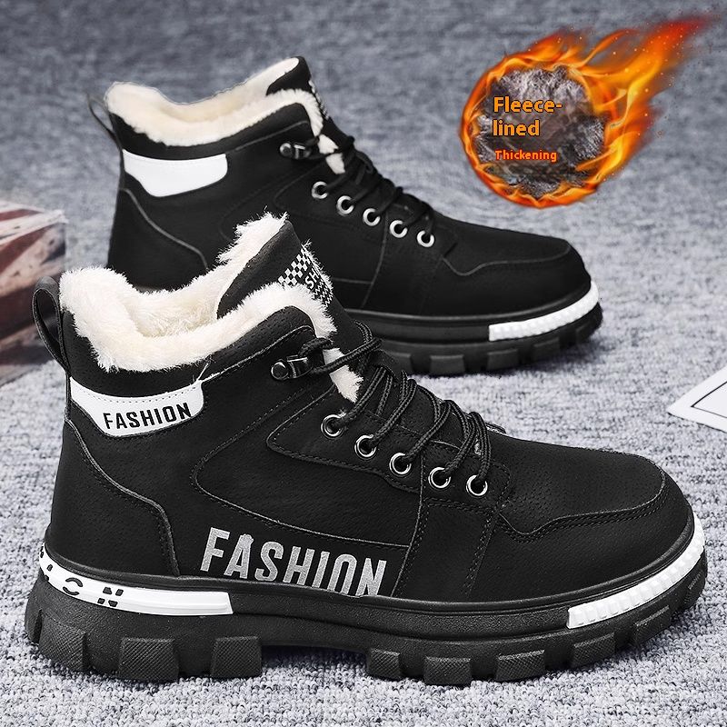 Bonhommes de neige en hiver 2023, nouvelle fourrure du Nord-Est intégrée à des bottes en peluche et épaisses pour hommes, chaussures chaudes en coton_voghion.com