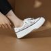 cameido Women's Versatile Lace - Up Flat Casual Shoes With White Mesh Upper, Thick Sole And Skate - Shoe Style_voghion.com