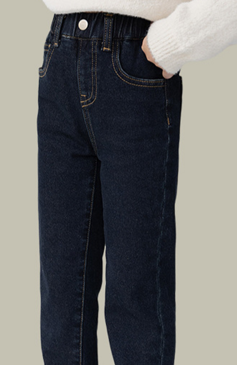 Çocuk Giyim Kız Kot Pantolon Artı Kadife Yeni Günlük Pantolon Retro Çocuk Düz Pantolon Kış Pantolonu_voghion.com
