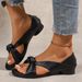 Ladies' High-heeled Sandals, Thick-soled Low-heeled Sandals, With A Unique Cross-cut Design. Soft And Comfortable Women's Shoes_voghion.com