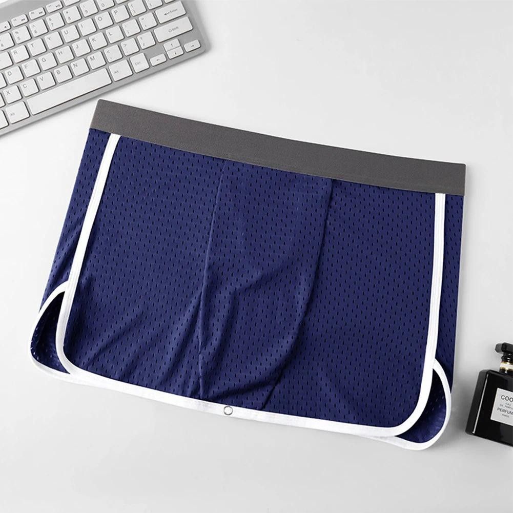 Sexy Herrenunterwäsche Seide U-förmige Höschen Atmungsaktives Mesh Offenes Kleid Virilha Boxer Unterhose_voghion.com