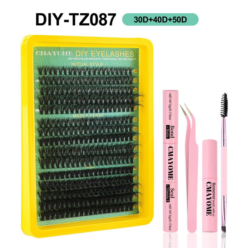 Natural Dense D-Curve Single Cluster False Eyelash Extension Set 10-16mm DIY Segmented Eyelashes_voghion.com