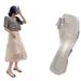 Women's Crystal-Embellished Transparent Heel Mules - 3.5" Chunky Block Heel & Butterfly Toe Ring (Elegant Style)_voghion.com