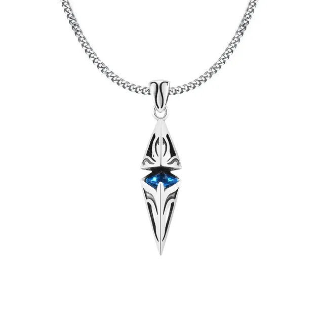 2025 Újdonságok, Mszivacs mintás, stílusos, kék köves nyakláncok férfiaknak, rozsdamentes acél geometrikus medál, Valentin-napi ajándék születésnapi partira_voghion.com