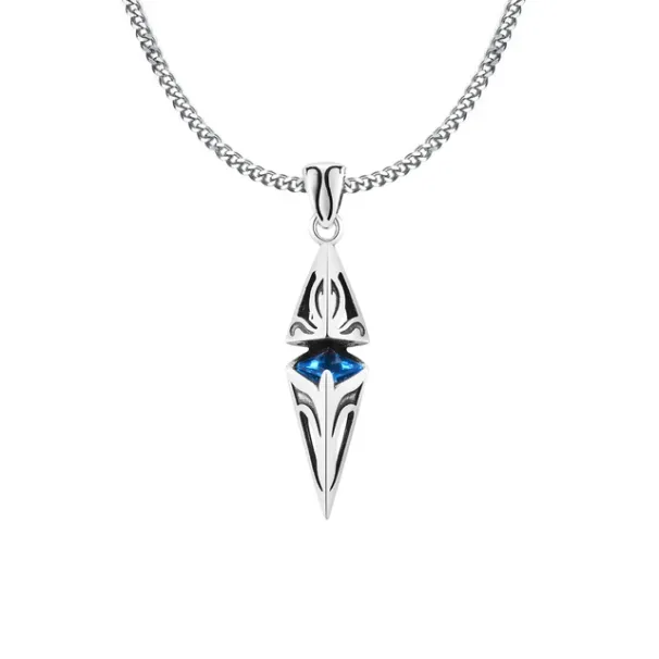 2025 Újdonságok, Mszivacs mintás, stílusos, kék köves nyakláncok férfiaknak, rozsdamentes acél geometrikus medál, Valentin-napi ajándék születésnapi partira_voghion.com