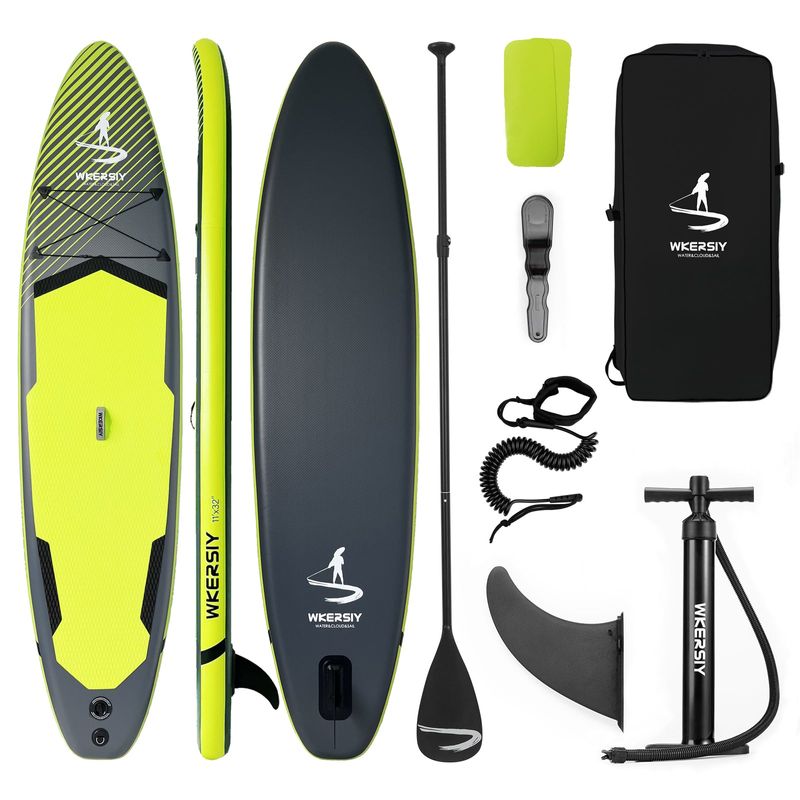 Surfboards Paddle Board Surfboard Inflatable 11ft Black Inflatable SUP Board | All-Water Performance Series Classic Versatility Rugged Durability_voghion.com