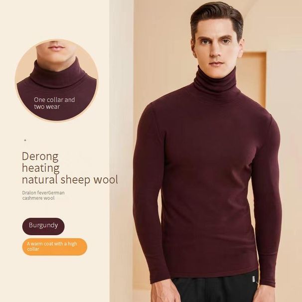 Maglia termica da uomo a collo alto, collo alto traspirante e antibatterico, vestibilità slim elasticizzata per l'inverno_voghion.com