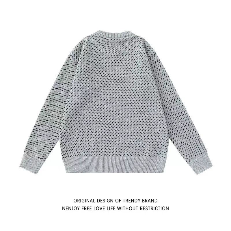 Strukturierter Strickpullover – gemütlicher, übergroßer Unisex-Pullover mit entspannter Passform, weiche Polyestermischung für lässige Herbst-/Winterkleidung (Grau, Schwarz)_voghion.com
