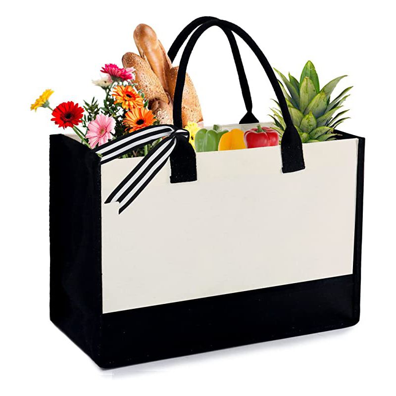 Beautiful canvas shopping bag, large capacity handbag, men's and women's tote bag, women's bag, large shopping bag, handbag, gift bag, flower bag_voghion.com