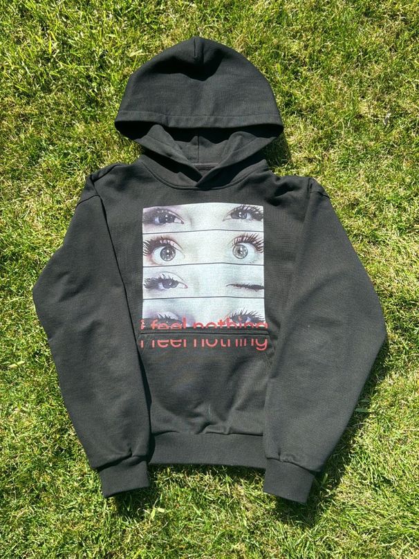 "Y2K Dark Print Hoodie – Oversized Retro Pullover With Graphic Design | Unisex Streetwear Sweater (Black/Grey) | S-XL"_voghion.com