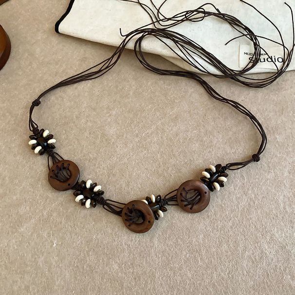 Chaîne de taille en perles de bois et résine acrylique tissée à la main, style ethnique, accessoire de mode pour femmes_voghion.com
