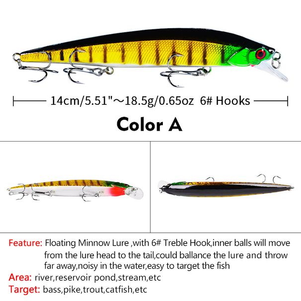 Floating Minnow 14cm/18.5g Lure VIB Lifelike Plastic Hard Bait Fishing Gear_voghion.com
