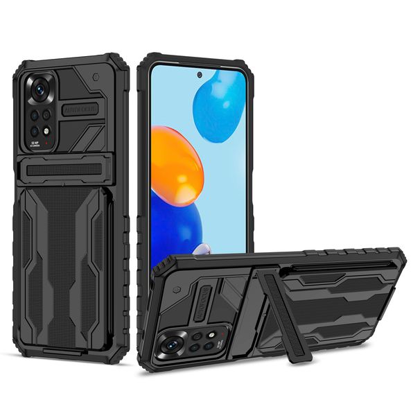 Coque blindée Anti-choc pour Xiaomi, compatible modèles Redmi Note 11S, 11, 10, 10S, 9 Pro Max, 11T, Poco M4, M3, X3 Pro, avec support, fente pour carte_voghion.com