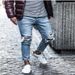 Suitable For All Seasons Ripped Jeans Autumn Slim Fit Slimming New Elastic Long Men's Skinny Pants_voghion.com