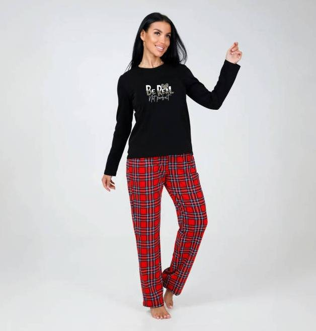 Checkered Print Long Sleeve Pajama Set - Soft Milk Silk Fabric, Comfortable Sleepwear For Women, Home & Lounge Wear (Black, S/M/L/XL)​​_voghion.com