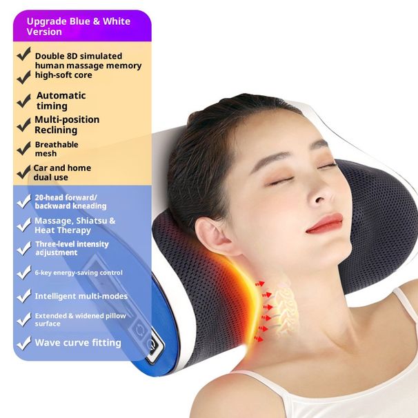 Multi-Function Neck & Back Massager With Heat Therapy - 6-Button Control, Adjustable Intensity For Home & Office Relaxation_voghion.com